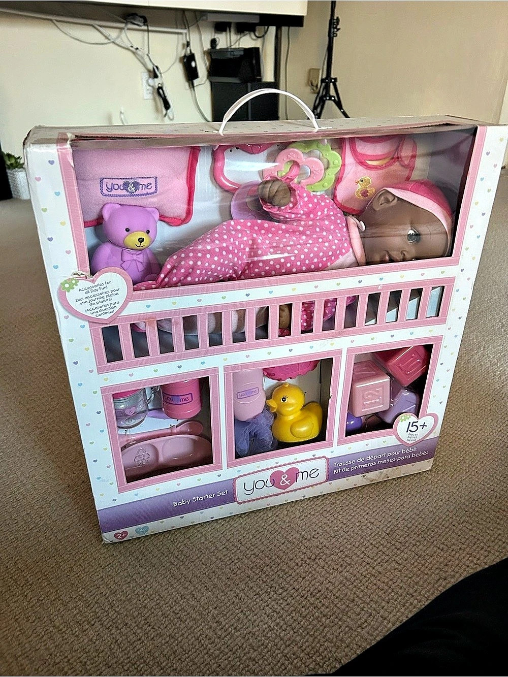 You & Me Baby Starter Set Doll Playset Pink & Purple